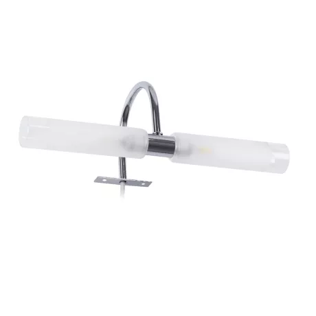 GLOBOSTAR® FLORA  Μοντέρνο Φωτιστικό Τοίχου - Απλίκα Καθρέπτη Μπάνιου με Ντουί 2 x G9 AC 220-240V IP44 - Νίκελ Χρώμιο - Μ31 x Π13 x Υ12cm