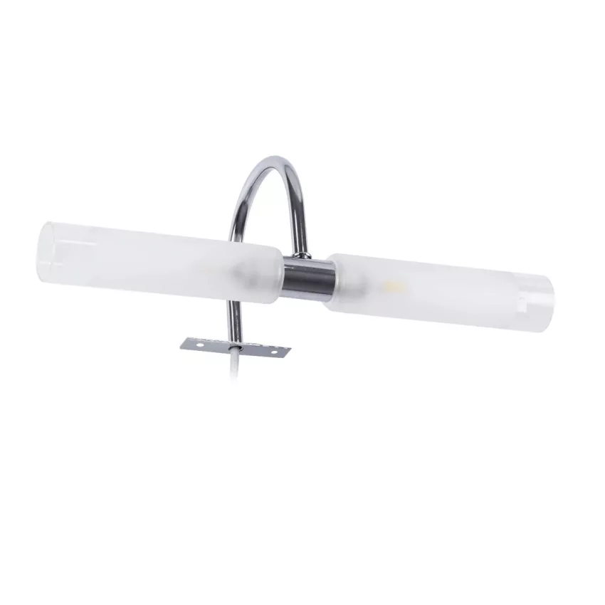 GLOBOSTAR® FLORA  Μοντέρνο Φωτιστικό Τοίχου - Απλίκα Καθρέπτη Μπάνιου με Ντουί 2 x G9 AC 220-240V IP44 - Νίκελ Χρώμιο - Μ31 x Π13 x Υ12cm