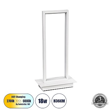 Cornelie Glint® Επιτραπέζιο Φωτιστικό Led Cct 18W 1980Lm 200° Ac 220-240V - Εναλλαγή Φωτισμού Μέσω Διακόπτη On/Off All In One Ψυχρό 6000K+Φυσικό 4500K+Θερμό 2700K Μ18 X Π10 X Υ36Cm - Λευκό