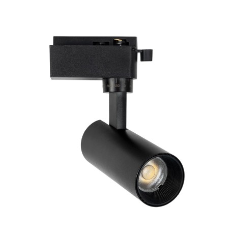 GLOBOSTAR® LUGANO  Μονοφασικό Σποτ Ράγας LED 10W 1250lm 36° AC 220-240V IP20 Φυσικό Λευκό 4500K - Bridgelux COB Chip & TÜV SÜD Driver - Eurotrack 1PH - Μαύρο Ματ - Μ8.5 x Π5 x Υ18cm