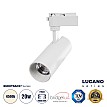 Lugano Glint® Μονοφασικό Φωτιστικό Σποτ Ράγας Led 20W 2500Lm 36° Acrylic Hq Lens Ac 220-240V Ip20 Φ6.5 X Υ22Cm Φυσικό Λευκό 4500K - Eurotrack® System 1L+1N - Λευκό - Bridgelux Chip - Tüv Certified Driver