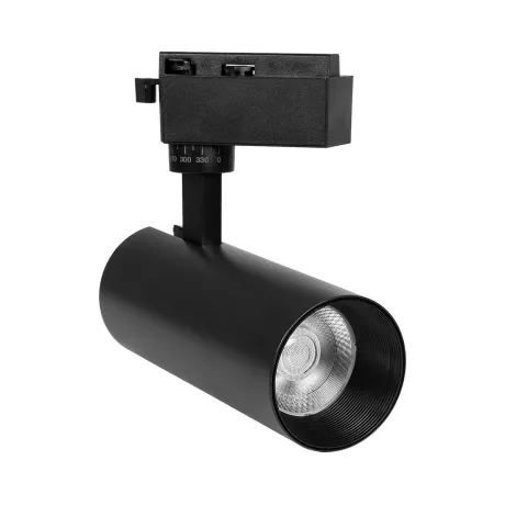 GLOBOSTAR® LUGANO  Μονοφασικό Σποτ Ράγας LED 20W 2500lm 36° AC 220-240V IP20 Φυσικό Λευκό 4500K - Bridgelux COB Chip & TÜV SÜD Driver - Eurotrack 1PH - Μαύρο Ματ - Μ8.5 x Π6.5 x Υ20.5cm