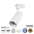 Lugano Glint® Μονοφασικό Φωτιστικό Σποτ Ράγας Led 30W 3750Lm 36° Acrylic Hq Lens Ac 220-240V Ip20 Φ7.5 X Υ22.7Cm Φυσικό Λευκό 4500K - Eurotrack® System 1L+1N - Λευκό - Bridgelux Chip - Tüv Certified Driver