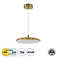 Baron Glint® Κρεμαστή Πλαφονιέρα Οροφής Led Cct 12W 1440Lm 120° Ac 220-240V - Εναλλαγή Φωτισμού Μέσω Διακόπτη On/Off All In One Ψυχρό 6000K+Φυσικό 4500K+Θερμό 2700K Φ25 X Υ8Cm - Χρυσό Πλατίνα