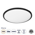 GLOBOSTAR® TUFFIN  Φωτιστικό Πλαφονιέρα Οροφής LED 36W 3960lm 120° AC 220-240V Αδιάβροχο IP54 Φυσικό Λευκό 4500K - Lumileds SMD Chip - Μαύρο Ματ & Λευκό Γαλακτερό - Μ48 x Π48 x Υ6.5cm