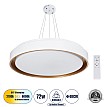 Barchetta Glint®-P Κρεμαστή Πλαφονιέρα Οροφής Led Cct 72W 8306Lm 120° Ac 220-240V - Εναλλαγή Φωτισμού Μέσω Τηλεχειριστηρίου All In One Ψυχρό 6000K+Φυσικό 4500K+Θερμό 2700K Dimmable Φ48Cm - Λευκό Με Χρυσό