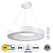 Ra Glint® Κρεμαστό Φωτιστικό Δαχτυλίδι-Κύκλος Led Cct 67W 7370Lm 120° Ac 220-240V - Εναλλαγή Φωτισμού Μέσω Τηλεχειριστηρίου All In One Ψυχρό 6000K+Φυσικό 4500K+Θερμό 2700K Dimmable Φ60Cm - Λευκό