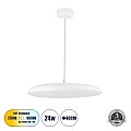 Baron Glint® Κρεμαστή Πλαφονιέρα Οροφής Led Cct 24W 2880Lm 120° Ac 220-240V - Εναλλαγή Φωτισμού Μέσω Διακόπτη On/Off All In One Ψυχρό 6000K+Φυσικό 4500K+Θερμό 2700K Φ40 X Υ10Cm - Λευκό