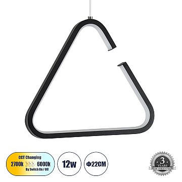 Ceroba Glint® Κρεμαστό Φωτιστικό Οροφής Linear Design Led Cct 12W 1320Lm 360° Ac 220-240V - Εναλλαγή Φωτισμού Μέσω Διακόπτη On/Off All In One Ψυχρό 6000K+Φυσικό 4500K+Θερμό 2700K Μ22 X Π2 X Υ22Cm - Μαύρο