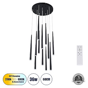  Stalactite Glint® Κρεμαστό Φωτιστικό LED CCT 36W 3960Lm Dimmable με Τηλεχειριστήριο - Μαύρο Φ60 X Υ51.5cm