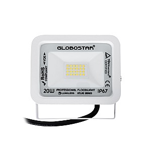 Atlas Glint® Επαγγελματικός Προβολέας Led 20W 2400Lm 120° Ac 220-240V - Αδιάβροχος Ip67 - Μ12 X Π2.5 X Υ9.5Cm - Λευκό - Φυσικό Λευκό 4500K - Lumileds Chips - Tüv Rheinland Certified