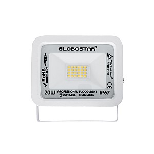 Atlas Glint® Επαγγελματικός Προβολέας Led 20W 2300Lm 120° Ac 220-240V - Αδιάβροχος Ip67 - Μ12 X Π2.5 X Υ9.5Cm - Λευκό - Θερμό Λευκό 2700K - Lumileds Chips - Tüv Rheinland Certified