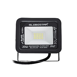 Atlas Glint® Επαγγελματικός Προβολέας Led 20W 2500Lm 120° Ac 220-240V - Αδιάβροχος Ip67 - Μ12 X Π2.5 X Υ9.5Cm - Μαύρο - Ψυχρό Λευκό 6000K - Lumileds Chips - Tüv Rheinland Certified