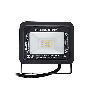 Atlas Glint® Επαγγελματικός Προβολέας Led 20W 2400Lm 120° Ac 220-240V - Αδιάβροχος Ip67 - Μ12 X Π2.5 X Υ9.5Cm - Μαύρο - Φυσικό Λευκό 4500K - Lumileds Chips - Tüv Rheinland Certified