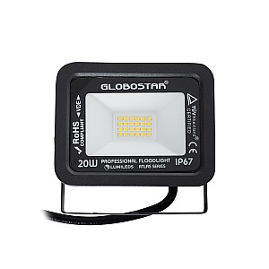 Atlas Glint® Επαγγελματικός Προβολέας Led 20W 2300Lm 120° Ac 220-240V - Αδιάβροχος Ip67 - Μ12 X Π2.5 X Υ9.5Cm - Μαύρο - Θερμό Λευκό 2700K - Lumileds Chips - Tüv Rheinland Certified