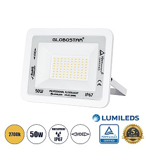 Atlas Glint® Επαγγελματικός Προβολέας Led 50W 5750Lm 120° Ac 220-240V - Αδιάβροχος Ip67 - Μ21 X Π3.5 X Υ16Cm - Λευκό - Θερμό Λευκό 2700K - Lumileds Chips - Tüv Rheinland Certified