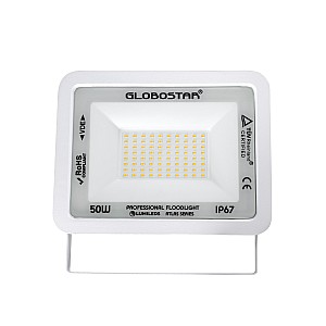 Atlas Glint® Επαγγελματικός Προβολέας Led 50W 5750Lm 120° Ac 220-240V - Αδιάβροχος Ip67 - Μ21 X Π3.5 X Υ16Cm - Λευκό - Θερμό Λευκό 2700K - Lumileds Chips - Tüv Rheinland Certified