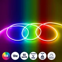 GLOBOSTAR® NEOVALE  Ταινία Neon Flex LED 18W/m 900lm/m 120° DC 24V Αδιάβροχο IP65 60 x SMD5050 Chip/m Πολύχρωμο RGB Dimmable - Sanan SMD Chip - Μ100 x Π0.8 x Υ1.6cm