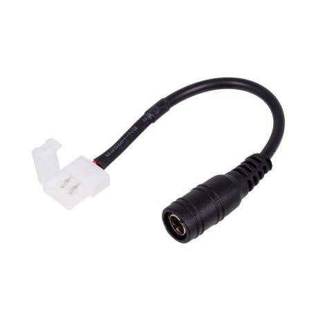 GLOBOSTAR® STRIPCON  Ταχυσύνδεσμος για Μονόχρωμη Ταινία LED 8mm σε DC Jack 5.5x2.1mm Θηλυκό Σύνδεσμο IP20 - Λευκό - Μ15 x Π1.2 x Υ1.2cm