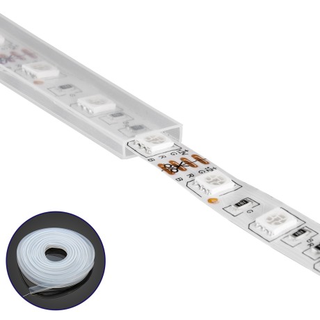 GLOBOSTAR® IPTUBE-B  Κανάλι Σιλικόνης Στεγανοποίησης για Ταινία LED 10mm Αδιάβροχο IP68 - Διάφανο - Μ100 x Π1.2 x Υ0.4cm