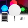 GLOBOSTAR® GARDENGLOW  Μοντέρνο Φωτιστικό Κήπου Μπάλα με IR Ασύρματο Χειριστήριο LED 3W 240lm 360° DC 5V με USB-C με Ενσωματωμένο Φωτοβολταϊκό Panel 6V 1W & Επαναφορτιζόμενη Μπαταρία Li-ion 3.7V 2x18650 1400mAh Αδιάβροχο IP54 Πολύχρωμο RGBW Dimmable -