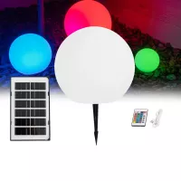 GLOBOSTAR® GARDENGLOW  Μοντέρνο Φωτιστικό Κήπου Μπάλα με IR Ασύρματο Χειριστήριο LED 3W 240lm 360° DC 5V με USB-C με Ενσωματωμένο Φωτοβολταϊκό Panel 6V 1W & Επαναφορτιζόμενη Μπαταρία Li-ion 3.7V 2x18650 1400mAh Αδιάβροχο IP54 Πολύχρωμο RGBW Dimmable -