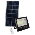 GLOBOSTAR® HERMES  Προβολέας με IR Ασύρματο Χειριστήριο LED 200W 10000lm 120° DC 5V με Φωτοβολταϊκό Panel 5V 20W & Επαναφορτιζόμενη Μπαταρία Li-ion 3.2V 20000mAh Αδιάβροχο IP66 Ψυχρό Λευκό 6000K Dimmable - Sanan SMD Chip - Μαύρο - Μ35 x Π29 x Υ7.5cm
