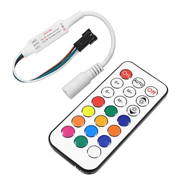 Glint® Ασύρματος Led Mini Dream-Color Magic Digital Rgbw Controller Με Χειριστήριο Rf 21 Keys Για Led Digital Rgbw Προϊόντα 5V - 12V - 24V 2048 Ic