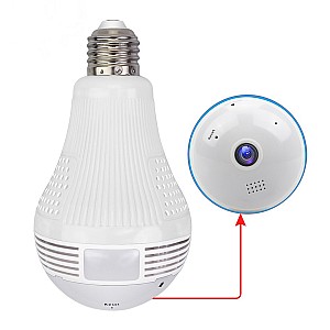 Glint® Wifi 2.4G Ip Camera 2.0Mp 1080P - Έξυπνη Κρυφή Ip Κάμερα Wifi 1080P Fish Eye 360° 3W Led Σε Σχήμα Λάμπας Με Ντουί Και Βάση E27 Smart Home