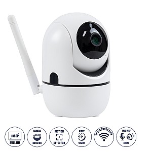 Glint® Table Camera Wifi Hd 1080P 3Mp 350° Two Way Audio & Motion Detection - Night Vision - Επιτραπέζια Κάμερα Wifi Hd 1080P 350° Διπλή Κατέυθυνση Ομιλίας Με Ανιχνευτή Κίνησης - Following Face Auto Tracking - Λευκό