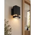 GLOBOSTAR® QUATRO  Μοντέρνο Φωτιστικό Τοίχου - Απλίκα με Ντουί 1 x GU10 AC 220-240V Αδιάβροχο IP65 - Μαύρο Ματ - Μ11 x Π13 x Υ17.5cm