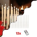 GLOBOSTAR® CANDLESTICKS  Διακοσμητικό Κερi Κηροπηγίου με Εφέ Κινούμενης Φλόγας & IR Ασύρματο Χειριστήριο LED 0.5W 25lm 180° DC 3V με 2xAA Μπαταρίες IP20 Θερμό Λευκό 2700K - Λευκό - Μ2 x Π2 x Υ27.5cm - Πακέτο 12 Τεμαχίων