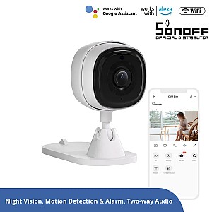 Glint® Sonoff S-Cam Slim Smart Home Security Camera Wifi 2.4Ghz 1080P 130° Two Way Audio - Local & Cloud Storage - Nigh Vision - Motion Detection - Motion Alarm Dc 5V 1A