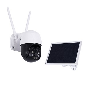 Glint® Αυτόνομη Ηλιακή Ip Camera 1080P 2Mp Wifi 350° Μοιρών - 3200Mah - Φωτοβολταϊκό Πάνελ - Νυχτερινή Όραση Με Led Ir - Ανιχνευτή Κίνησης - Νυχτερινή Λήψη - Αδιάβροχη Ip66 - Λευκό