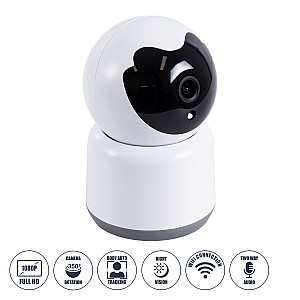 Glint® Table Camera Wifi Hd 1080P 3Mp 350° Two Way Audio & Motion Detection - Επιτραπέζια Κάμερα Wifi Hd 1080P 350° Διπλή Κατέυθυνση Ομιλίας Με Ανιχνευτή Κίνησης - Following Face Auto Tracking - Λευκό