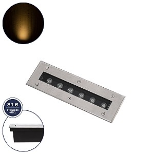 Underground-Remvi Glint® Χωνευτό Φωτιστικό Wall Washer Δαπέδου Led 9W 810Lm 10° Dc 24V Αδιάβροχο Ip68 L30 X W9 X H8.5Cm Θερμό Λευκό 2700K - Ανοξείδωτο Ατσάλι