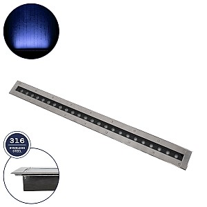 Underground-Remvi Glint® Χωνευτό Φωτιστικό Wall Washer Δαπέδου Led 18W 1440Lm 10° Dc 24V Αδιάβροχο Ip68 L100 X W9 X H7.2Cm Μπλε - Ανοξείδωτο Ατσάλι