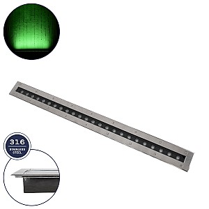 Underground-Remvi Glint® Χωνευτό Φωτιστικό Wall Washer Δαπέδου Led 18W 1440Lm 10° Dc 24V Αδιάβροχο Ip68 L100 X W9 X H7.2Cm Πράσινο - Ανοξείδωτο Ατσάλι