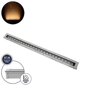 Underground-Passaggio Glint® Χωνευτό Φωτιστικό Wall Washer Δαπέδου Led 24W 2160Lm 10° Dc 24V Αδιάβροχο Ip68 Με Ρυθμιζόμενη Γωνία Φωτισμού L108 X W9 X H7.5Cm Θερμό Λευκό 2700K - Ανοξείδωτο Ατσάλι