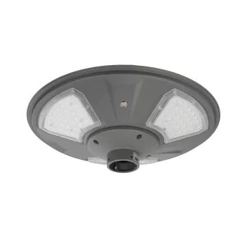 GLOBOSTAR® PARK  Φωτιστικό Κεφαλής Post Top Πλατείας/Πάρκου LED 20W 900lm 120° με Ενσωματωμένο Φωτοβολταϊκό Panel 6V 20W & Επαναφορτιζόμενη Μπαταρία Li-ion 3.2V 25000mAh με Αισθητήρα Ημέρας-Νύχτας Αδιάβροχο IP65 Ψυχρό Λευκό 6000K - Γκρι Ανθρακί - Μ50 