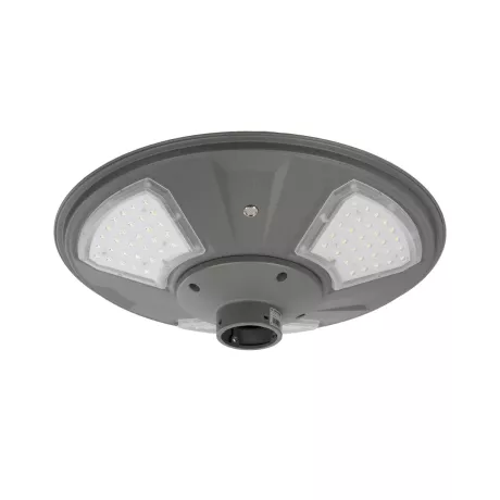 GLOBOSTAR® PARK  Φωτιστικό Κεφαλής Post Top Πλατείας/Πάρκου LED 20W 900lm 120° με Ενσωματωμένο Φωτοβολταϊκό Panel 6V 20W & Επαναφορτιζόμενη Μπαταρία Li-ion 3.2V 25000mAh με Αισθητήρα Ημέρας-Νύχτας Αδιάβροχο IP65 Ψυχρό Λευκό 6000K - Γκρι Ανθρακί - Μ50 