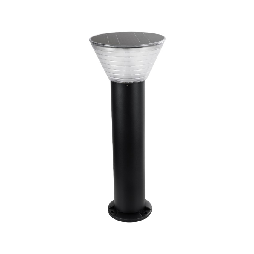 GLOBOSTAR® VEGGIE  Φωτιστικό Κολωνάκι Κήπου LED 10W 500lm 120° με Ενσωματωμένο Φωτοβολταϊκό Panel 6V 2W & Επαναφορτιζόμενη Μπαταρία Li-ion 3.2V 1800mAh με Αισθητήρα Ημέρας-Νύχτας Αδιάβροχο IP65 Ψυχρό Λευκό 6000K - Sanan SMD Chip - Μαύρο- Μ23 x Π23 x Υ