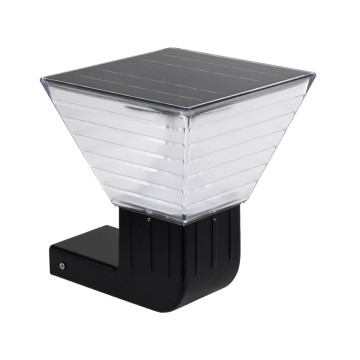 GLOBOSTAR® GRACIOUS  Μοντέρνο Φωτιστικό Τοίχου - Απλίκα LED 10W 500lm 120° με Ενσωματωμένο Φωτοβολταϊκό Panel 6V 2W & Επαναφορτιζόμενη Μπαταρία Li-ion 3.2V 1800mAh με Αισθητήρα Ημέρας-Νύχτας Αδιάβροχο IP65 Ρυθμιζόμενο Λευκό CCT με Διακόπτη στο Σώμα 27