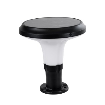 GLOBOSTAR® WHISPER  Φωτιστικό Κολωνάκι Κήπου LED 10W 500lm 120° με Ενσωματωμένο Φωτοβολταϊκό Panel 6V 2W & Επαναφορτιζόμενη Μπαταρία Li-ion 3.2V 1800mAh με Αισθητήρα Ημέρας-Νύχτας Αδιάβροχο IP65 Ψυχρό Λευκό 6000K - Sanan SMD Chip - Γκρι Ανθρακί - Μ25 