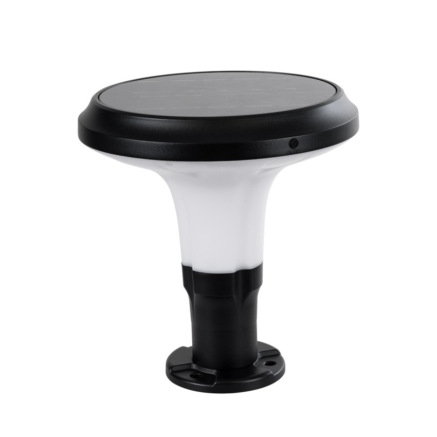 GLOBOSTAR® WHISPER  Φωτιστικό Κολωνάκι Κήπου LED 10W 500lm 120° με Ενσωματωμένο Φωτοβολταϊκό Panel 6V 2W & Επαναφορτιζόμενη Μπαταρία Li-ion 3.2V 1800mAh με Αισθητήρα Ημέρας-Νύχτας Αδιάβροχο IP65 Ψυχρό Λευκό 6000K - Sanan SMD Chip - Γκρι Ανθρακί - Μ25 