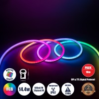 GLOBOSTAR® NEONIO-C  Ψηφιακή Pixel Addressable Ταινία Neon Flex LED 14.4W/m 864lm/m 180° DC 12V Αδιάβροχο IP65 60 x SMD5050 Chip/m 20 x Pixel/m Πολύχρωμο RGB Dimmable SPI/TTL Protocol IC SM16703P/WS2811/WS2812 - Μ1000 x Π1 x Υ2.3cm - Ρολό 10 Μέτρων