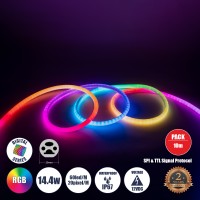 GLOBOSTAR® NEONIO-D  Ψηφιακή Pixel Addressable Ταινία Neon Flex LED 14.4W/m 864lm/m 360° DC 12V Αδιάβροχο IP65 60 x SMD5050 Chip/m 20 x Pixel/m Πολύχρωμο RGB Dimmable SPI/TTL Protocol IC SM16703P/WS2811/WS2812 - Sanan SMD Chip - Μ1000 x Π2 x Υ2cm - Ρολό 1