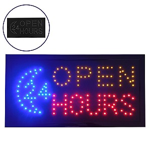 Φωτιστικό Led Σήμανσης Open 24 Hours Με Διακόπτη On/Off Και Πρίζα 230V 48X2X25Cm Glint®