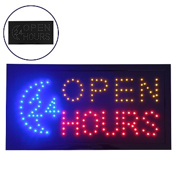 Φωτιστικό Led Σήμανσης Open 24 Hours Με Διακόπτη On/Off Και Πρίζα 230V 48X2X25Cm Glint®