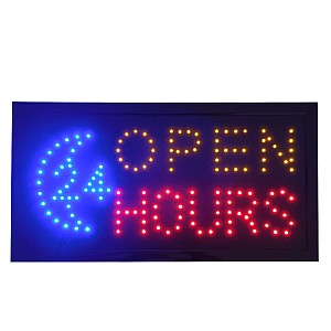 Φωτιστικό Led Σήμανσης Open 24 Hours Με Διακόπτη On/Off Και Πρίζα 230V 48X2X25Cm Glint®